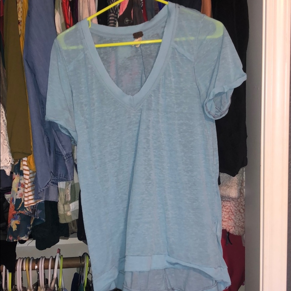 Free People Baby Blue V Neck